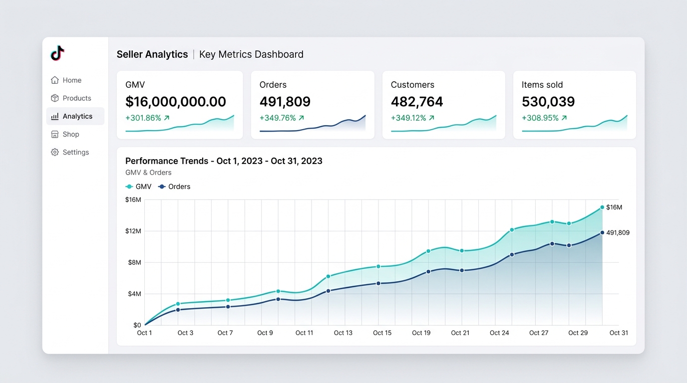 TikTok Shop Key Metrics - $16M GMV